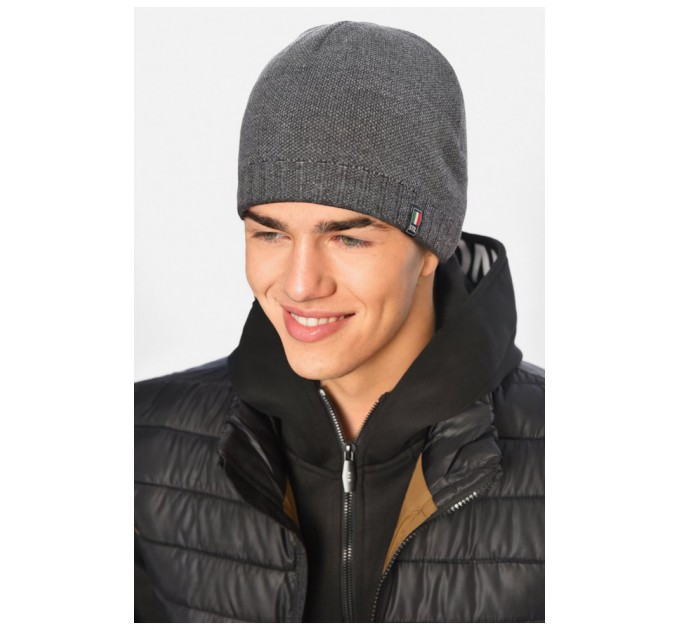 Шапка чоловіча на флісі сірого кольору 195189L