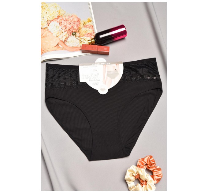 Труси жіночі напівбатальні чорного кольору 195565L