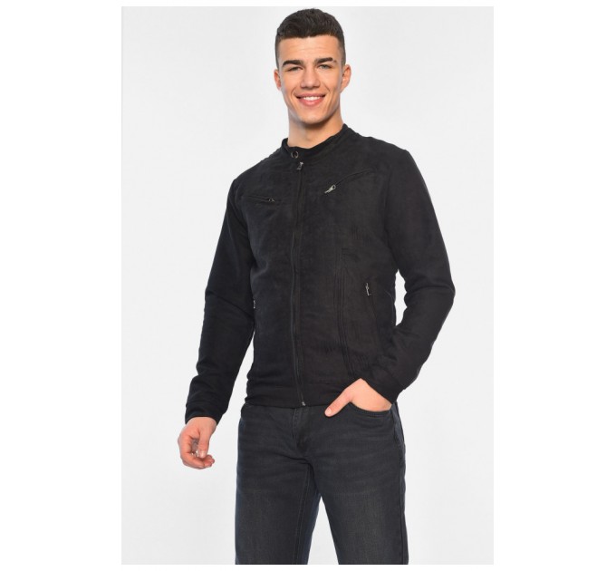 Бомбер чоловічий замшевий чорного кольору 195652L