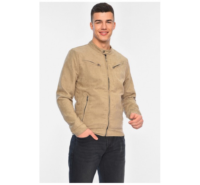 Бомбер чоловічий замшевий бежевого кольору 195655L