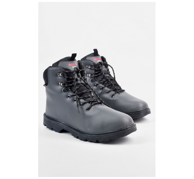 Ботинки мужские зимние на меху серого цвета 195748L