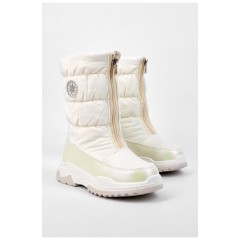 Дутики для девочки на меху белого цвета 195908L