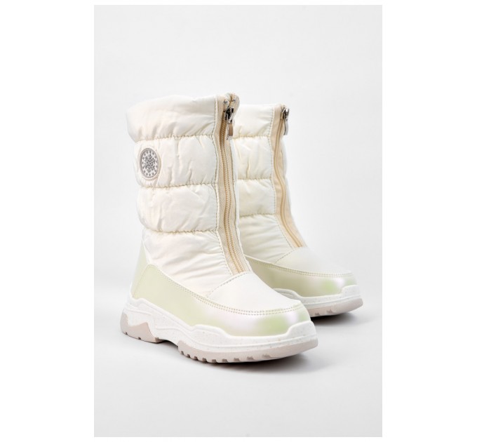 Дутики для девочки на меху белого цвета 195908L