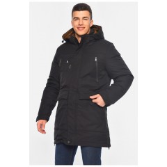 Куртка мужская удлиненная еврозима черного цвета 196064L