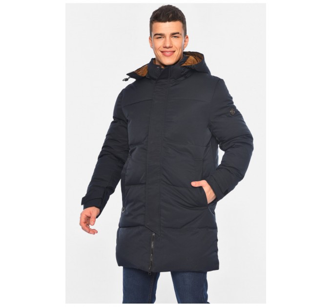 Мужская куртка удлиненная еврозима темно-синего цвета 196065L