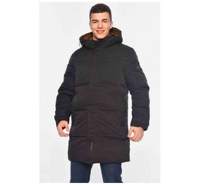 Куртка мужская удлиненная еврозима черного цвета 196066L