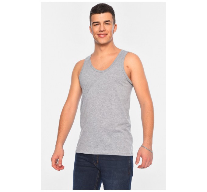 Мужская майка однотонная серого цвета 196133L