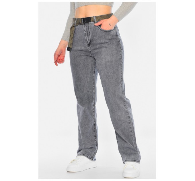 Джинсы женские прямые серого цвета 196206L