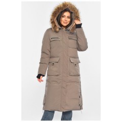 Куртка женская удлиненная зима темно-серого цвета 196307L