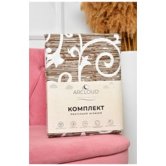 Комплект постільної білизни євро з принтом коричневого кольору 196754L