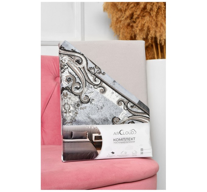 Комплект постільної білизни двоспальний з принтом світло-коричневого кольору 196770L