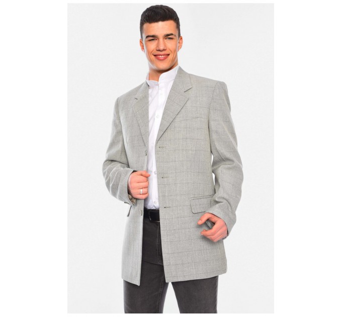 Мужской пиджак однотонный серого цвета 197259L