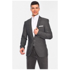 Мужской пиджак однотонный серого цвета 197261L