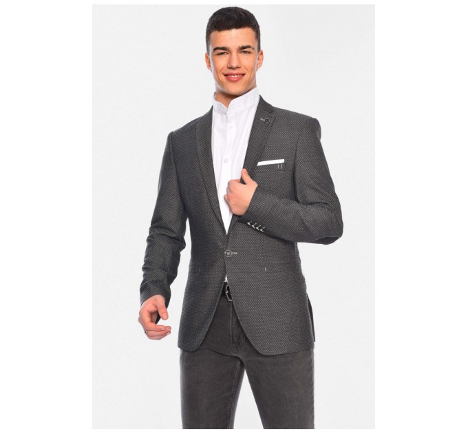 Мужской пиджак однотонный серого цвета 197261L
