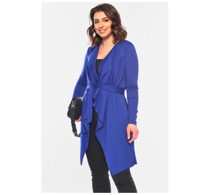 Кардиган жіночий однотонний темно-синього кольору 197350L