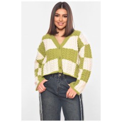 Женская кофта на пуговицах зеленого цвета 197956L