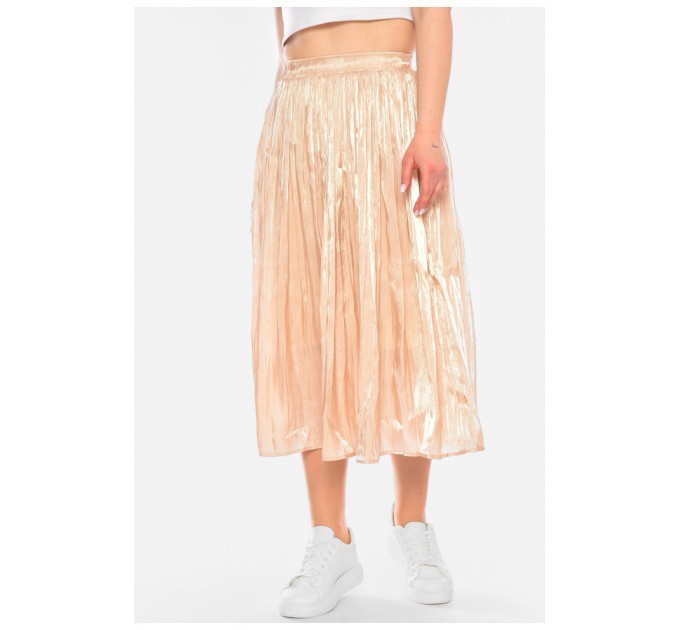 Спідниця жіноча однотонна бежевого кольору 198189L