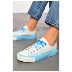 Кеди жіночі блакитного кольору на шнурівці текстиль 198609L