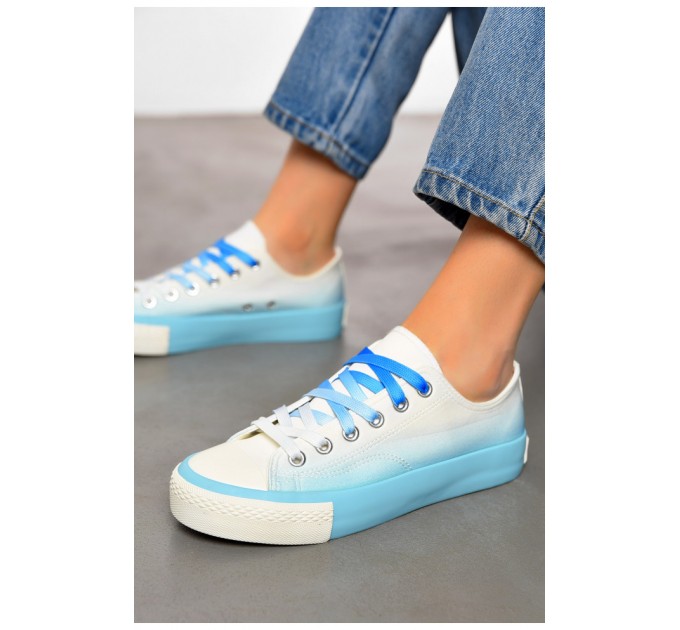 Кеди жіночі блакитного кольору на шнурівці текстиль 198609L