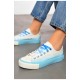 Кеди жіночі блакитного кольору на шнурівці текстиль 198609L