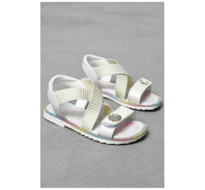 Детские босоножки для девочки белого цвета 199521L