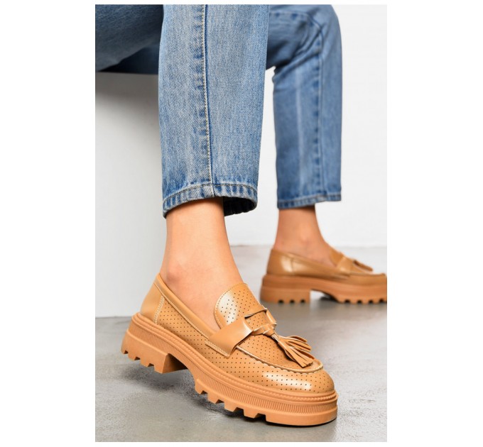 Лоферы женские темно-бежевого цвета 199603L.