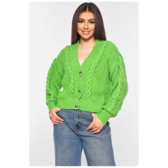 Кардиган женский однотонный зеленого цвета 199653L Кардиган женский однотонный зеленого цвета 199653L