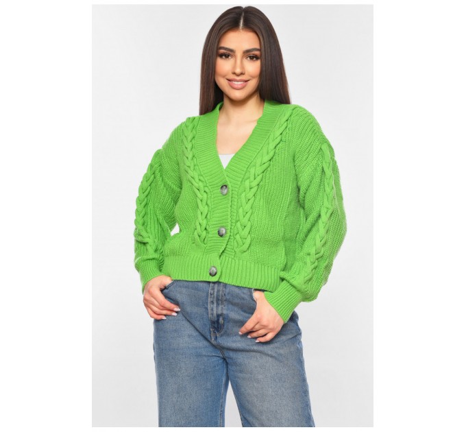 Кардиган женский однотонный зеленого цвета 199653L