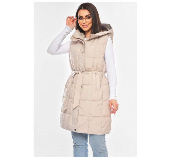 Жилетка женская батальная бежевого цвета 200314L.