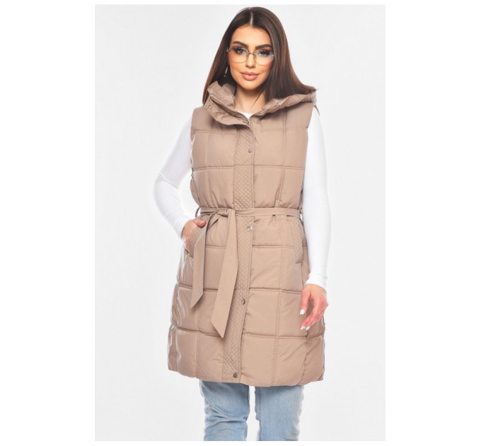 Жилетка жіноча батальна темно-бежевого кольору 200315L