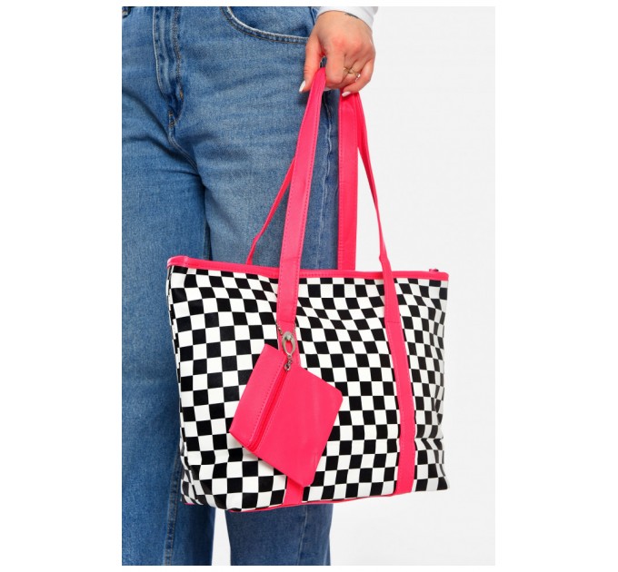 Сумка жіноча з екошкіри чорного кольору з принтом 200510L