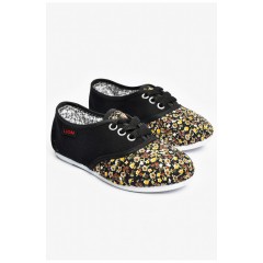 Мокасини дитячі чорного кольору текстиль 200665L