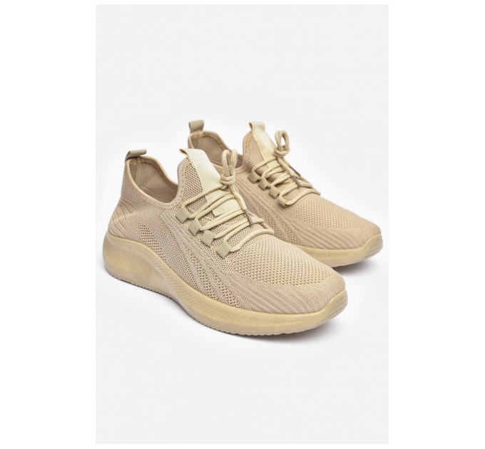 Кросівки чоловічі бежевого кольору на шнурівці текстиль 200985L