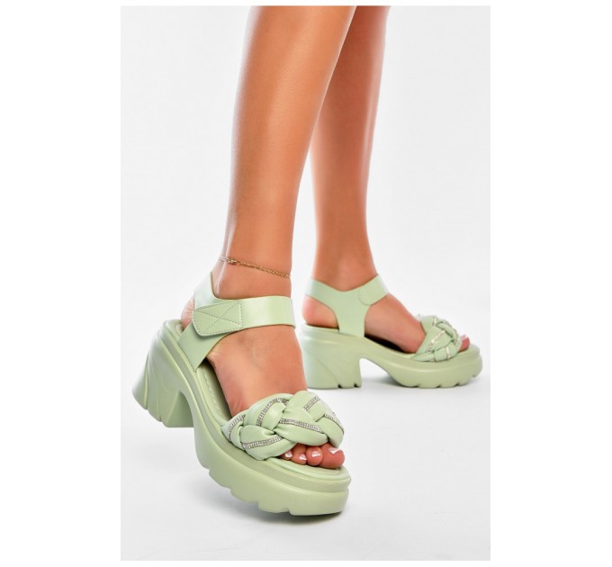 Босоножки женские салатового цвета 201005L