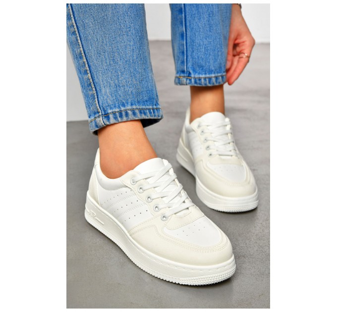 Кроссовки женские белого цвета на шнуровке 201025L