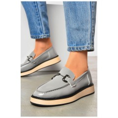 Туфлі-лофери жіночі сірого кольору 201059L Туфлі-лофери жіночі сірого кольору 201059L