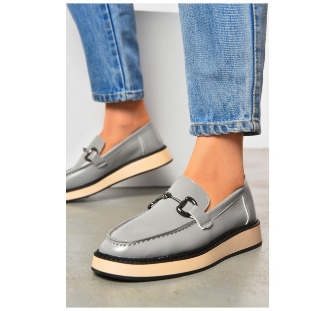 Туфлі-лофери жіночі сірого кольору 201059L