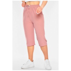 Бриджи женские полубатальные розового цвета 201080L.