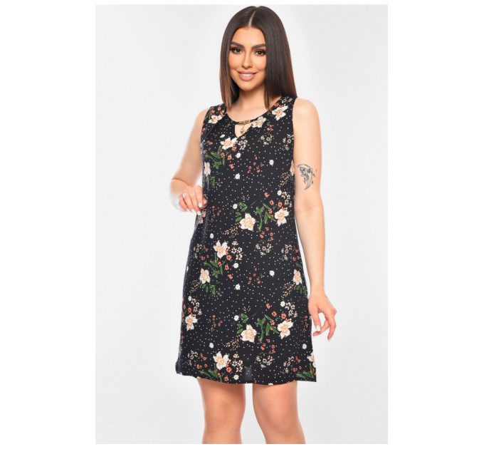 Сарафан жіночий чорного кольору з принтом 201133L