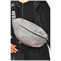 Бананка жіноча однотонна сірого кольору 201192L