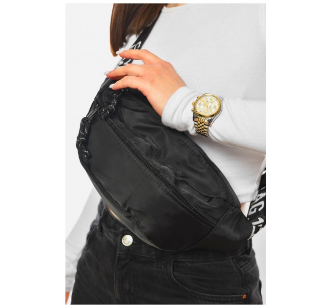 Бананка жіноча однотонна чорного кольору 201193L