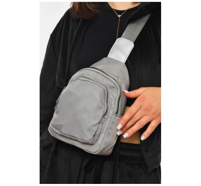 Бананка жіноча однотонна сірого кольору 201204L