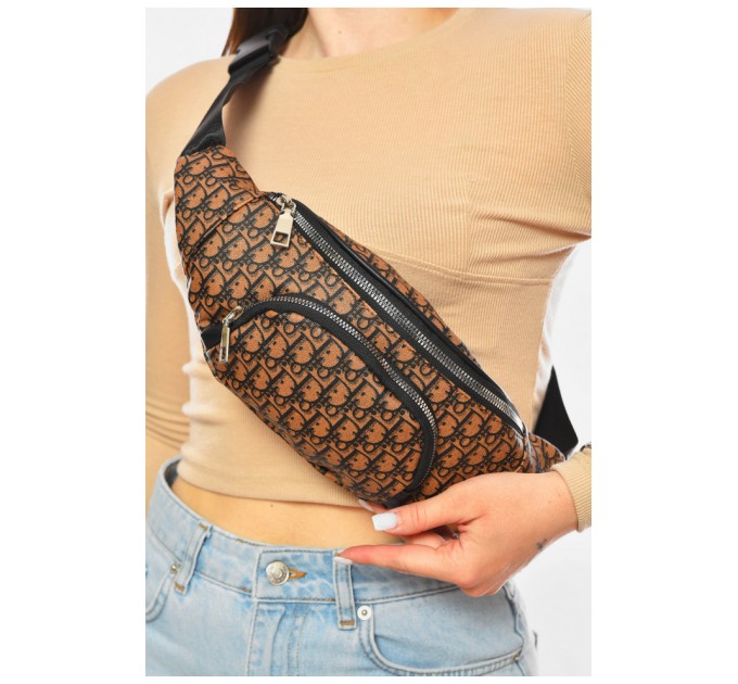 Женская бананка из экокожи коричневого цвета 201216L