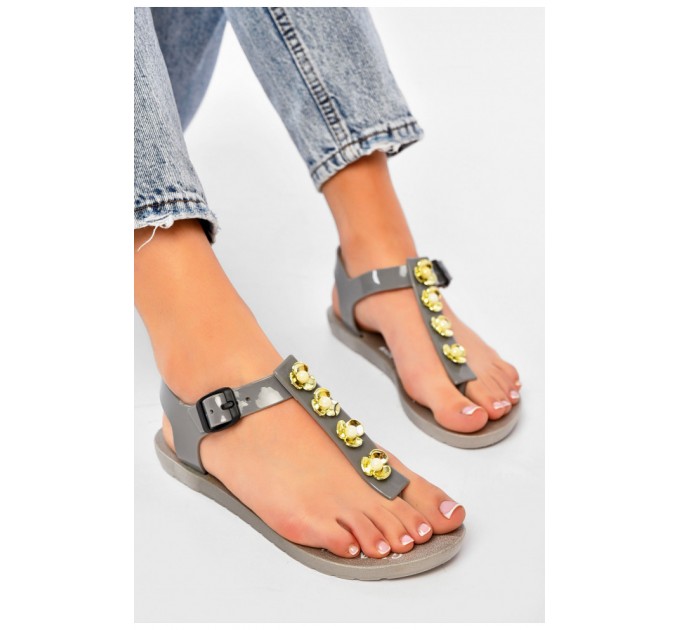 Босоножки женские серого цвета 201245L
