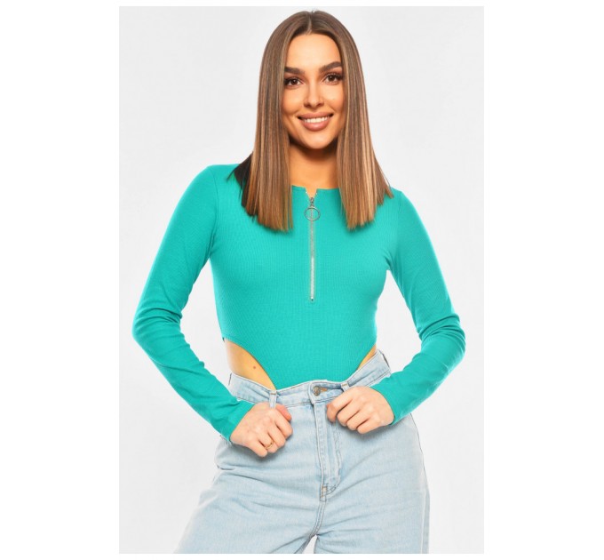 Боди женское однотонное в рубчике зеленого цвета 201341L