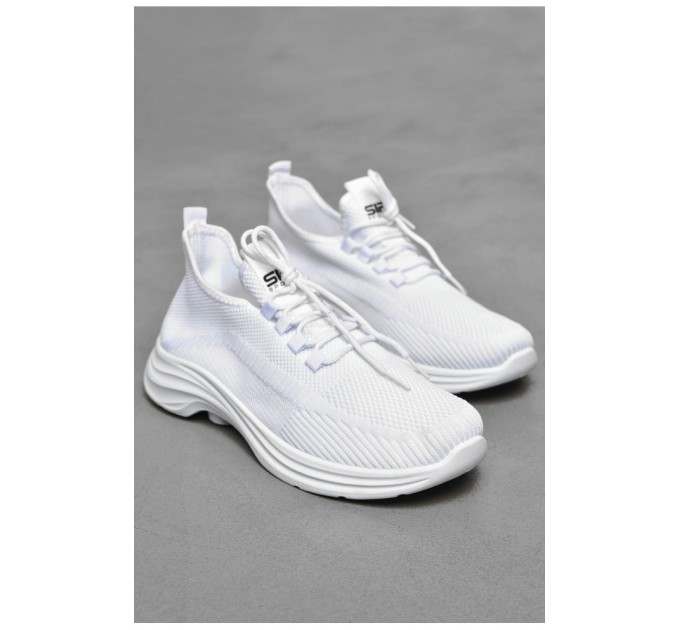 Кросівки чоловічі білого кольору на шнурівці 201778L