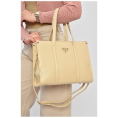 Сумка жіноча з екошкіри бежевого кольору 201797L