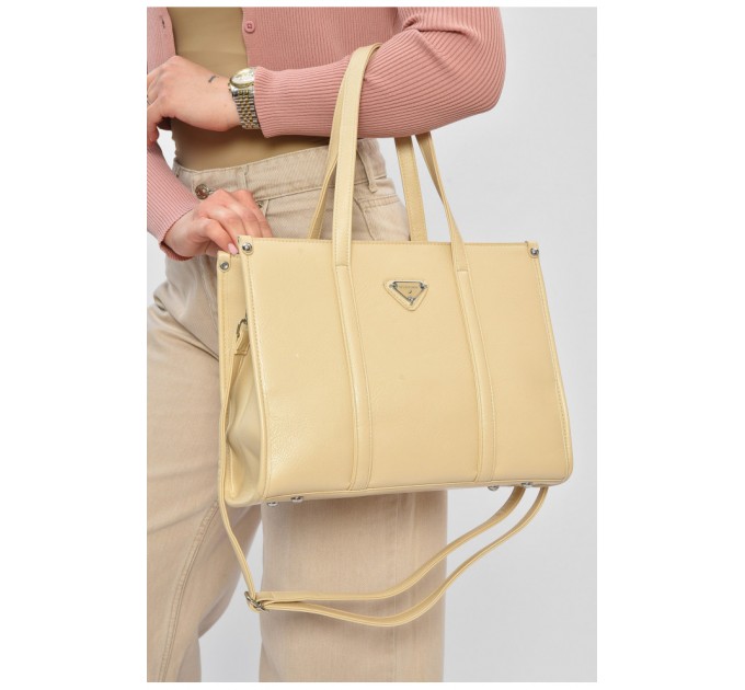 Сумка жіноча з екошкіри бежевого кольору 201797L