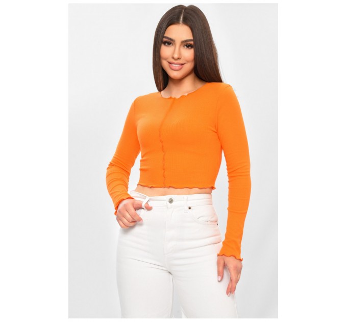Женская кофта однотонная в рубчик оранжевого цвета 201964L