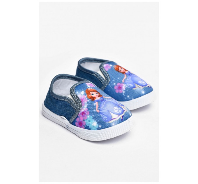 Мокасины детские синего цвета без застежки 202135L